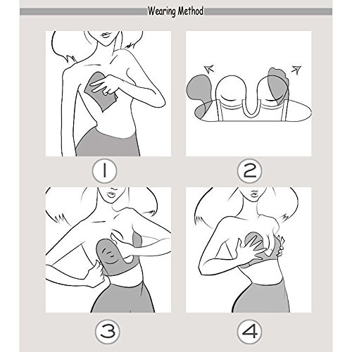 Unilove Strapless Bra Push Up Bras for Women Invisible Bra Adhesive Backless Bra (C, Black)