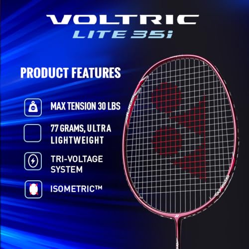Image of Yonex Graphite Strung Badminton Racquet Voltric Lite 35i (G4, 77 Grams, 30 lbs Tension, Wine Red)
