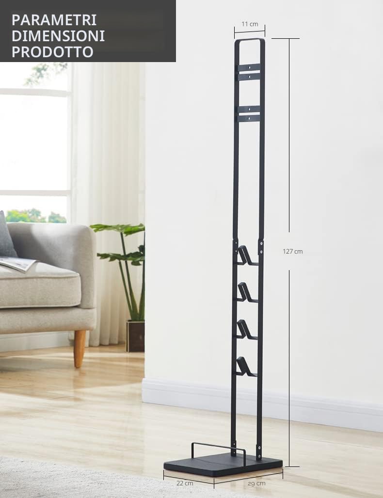 MORANGO Organizzatore Aspirapolvere Dyson, Metallo, Compatibile con Dyson V15 V12 V11 V10 V8 V7 V6 - DC58/ DC59/ DC62/ DC74. Supporto per il Pavimento, senza Forare la Parete. Staffa Verticale.