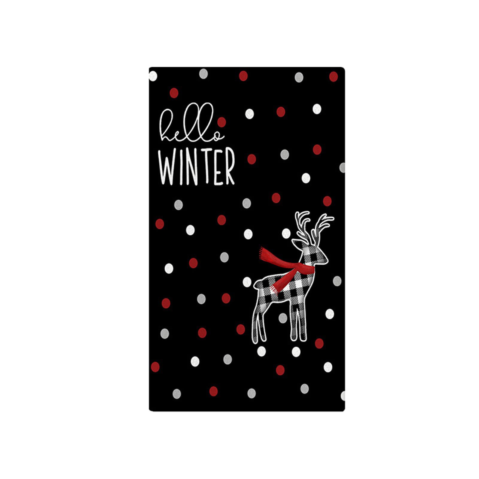 Trapos de Cocina Reno Rojo Negro Paño Cocina Tacto Suave Poliéster Fácil de Limpiar Lavable a Máquina Reutilizables para Baño Restaurante Picnic Toallas 4 Piezas (40x60 cm)
