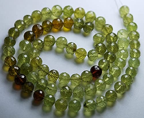 Grenat grossulaire en fil de perles facettées 7-8mm pour offrir un bijou fait main unique