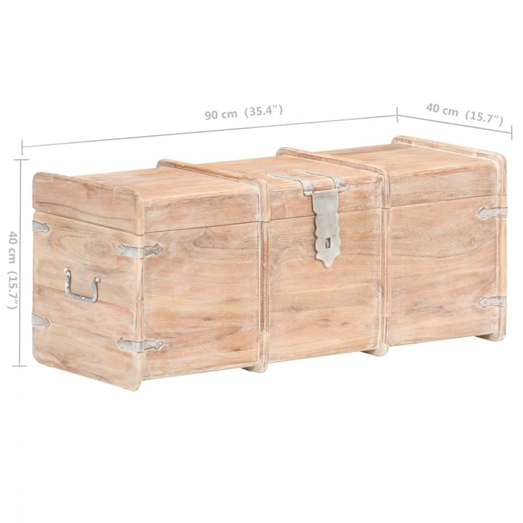 vidaXL Cofre de Almacenamiento Baúl Caja Almacenamiento Almacenaje Banco Pasillo Armario Hogar Terraza Balcón Decoración Madera Maciza de Acacia