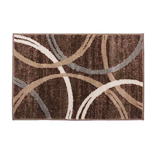 Rugshop Modern Wavy Circles Design Area Rug 2' x 3' Brown