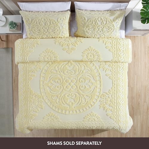 Image of Beatrice Home Fashions Medallion Twin Cotton Chenille Bedspread, Yellow