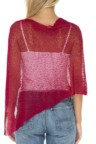 Image of SHU-SHI Womens Sheer Knit Poncho Shrug Lightweight Cover Up One Size Fits Most