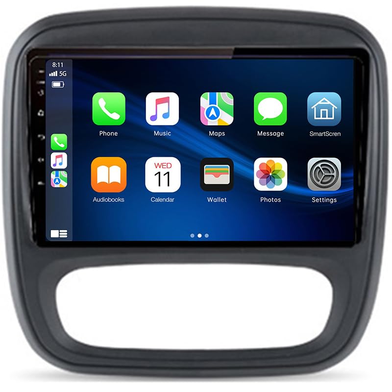 Autoradio Kabelloses Auto für Trafic 2014-2021 Android 14 Radio mit Navi 9 Zoll Touchscreen Bluetooth HiFi GPS Navigation WiFi FM RDS Radio Stereo,Rückfahrkamera