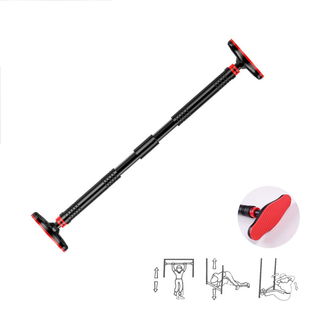 Barra de dominadas para puerta, sin tornillos, ancho ajustable con bloqueo de seguridad y alfombrilla antideslizante para gimnasio en casa, ejercicio, entrenamiento de fuerza, peso máximo de hasta 350