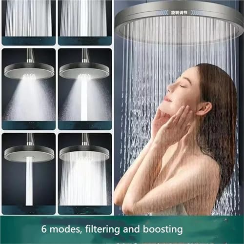 Pommeau de douche à effet pluie noir de 230 mm de diamètre avec 6 modes de jet