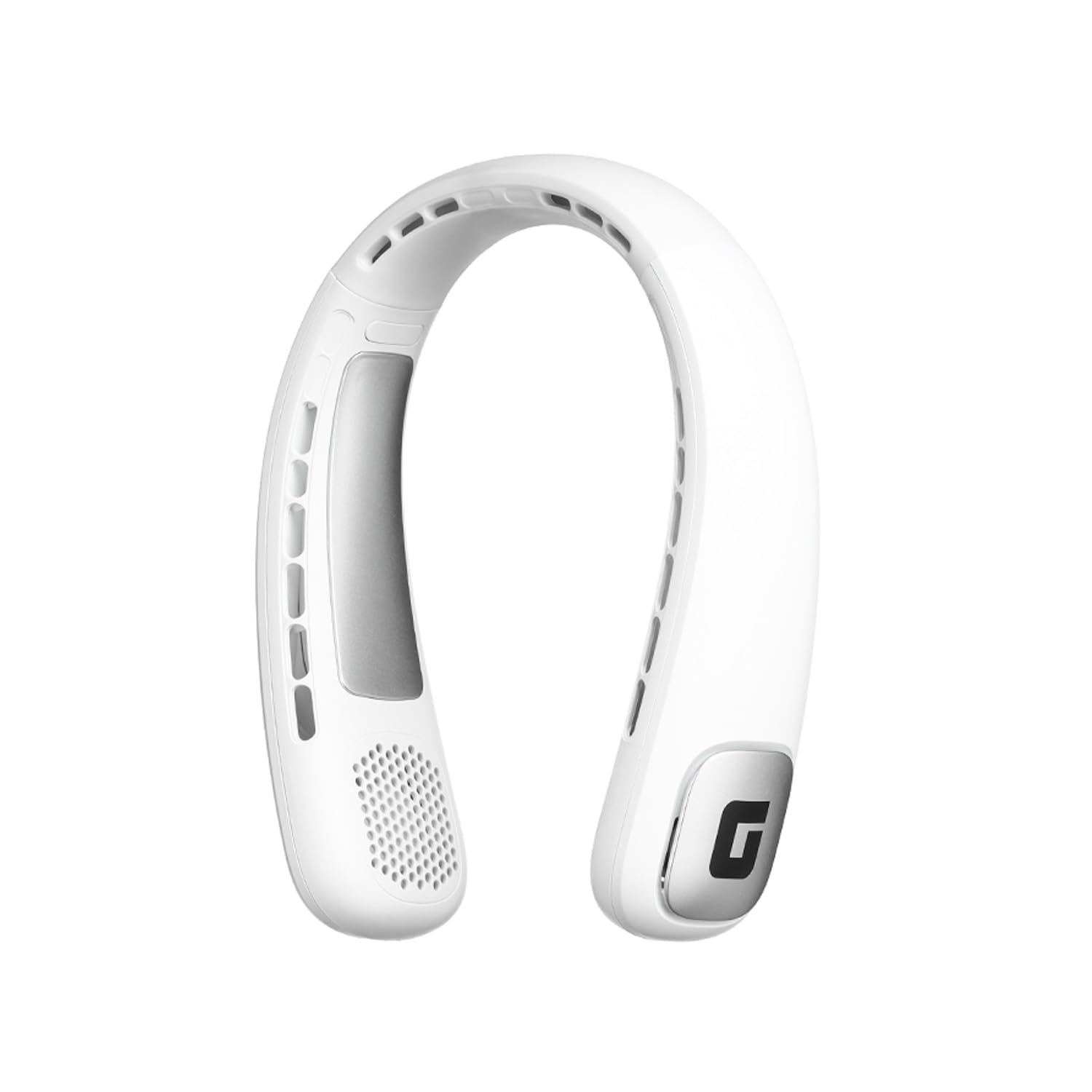GEEPAS Portable Neck Fan | Dual Head Quiet Digital Bladeless Personal Cooling | 3 Speed USB Charging 6Hr Run Time | Ideal for Men Women Travel Gym Office Outdoor | 2000mAh White (Renewed)