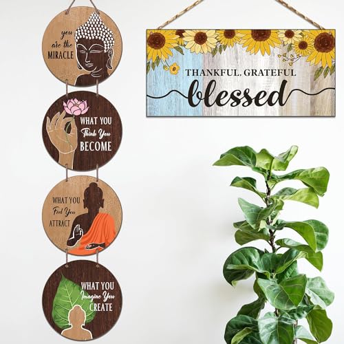Image of Chaka Chaundh - Set of 2 - Buddha quotes wall hanging items - Buddha quote sign for home & office - inspirational Motivational Gautam buddha quotes plaque