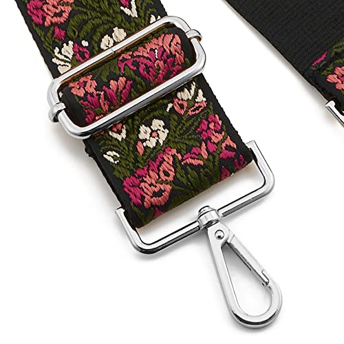 Image of Silvery Buckles Wide Shoulder Strap Adjustable Replacement Belt Crossbody Canvas Bag Handbag
