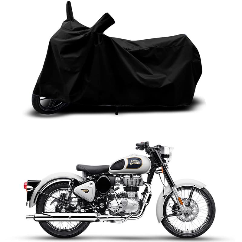 Image of 100% Scratchproof /UV-Rays /Heat Protection /Birds Dropping /Water Resistant /Dust Proof /Waterproof /Bike Scooty Two Wheeler Body Cover Compatible for Classic 350 ABS BS6 All Varients[Black]