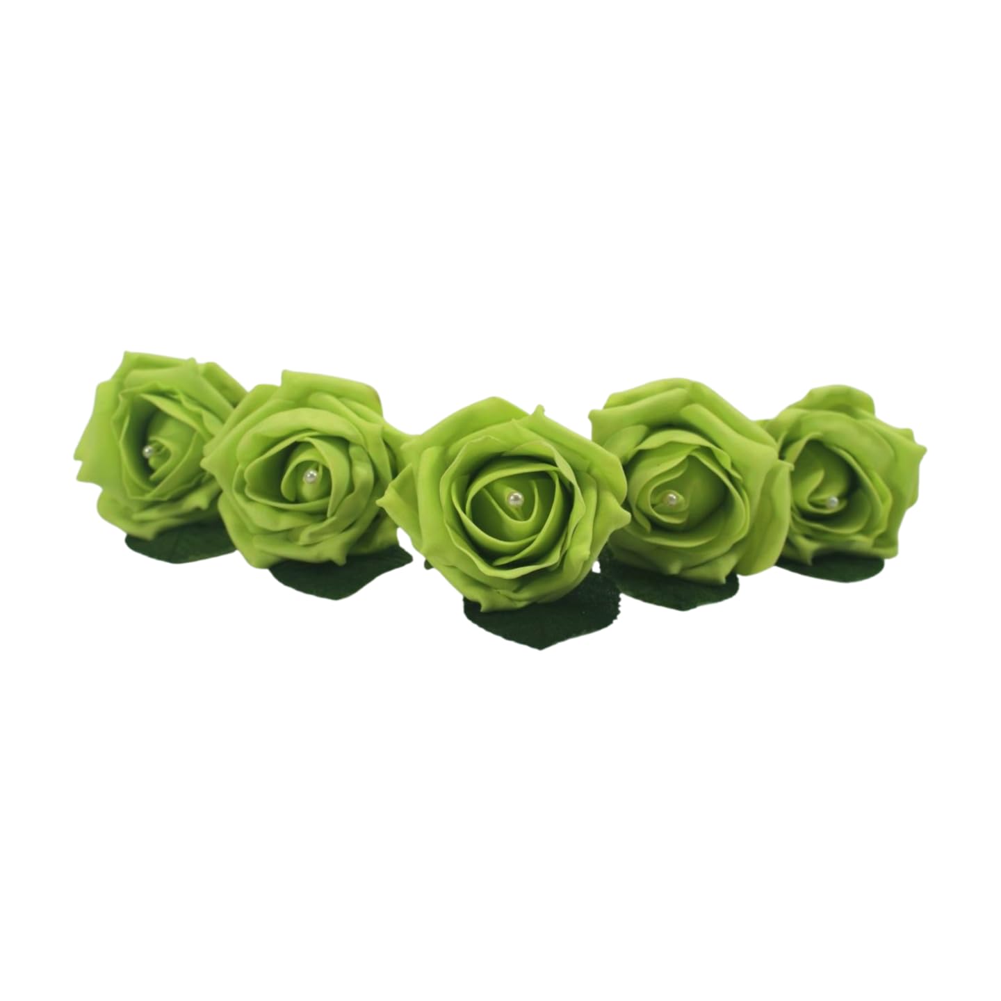 Shimmer-hj 100 Lime Handmade Rose Buttonholes with Pearl - Artificial Flower Boutonniere & Corsage for Weddings, Proms, Bride, Groom, Bridesmaid & Guests โ image 1
