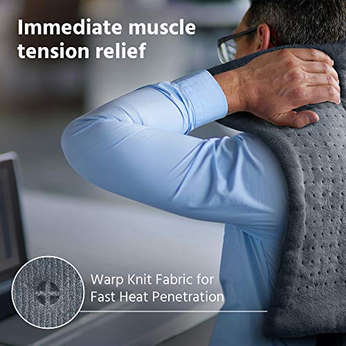 GENIANI Extra Large Electric Heating Pad for Back Pain and Cramps Relief - Auto Shut Off - Soft Heat Pad for Moist & Dry Therapy (Navy Gray) - Thumbnail 6