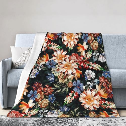 Vintage Floral Ultra-Soft Micro Fleece Blanket Beach Blanket Picnic Blankets Throw Blanket All Seasons Warm Blanket for Bedding Sofa and Travel 40"x30"