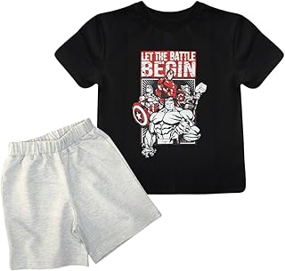 طقم أولادي صيفي قطعتين، تصميم الأبطال الخارقين، قطن 100%