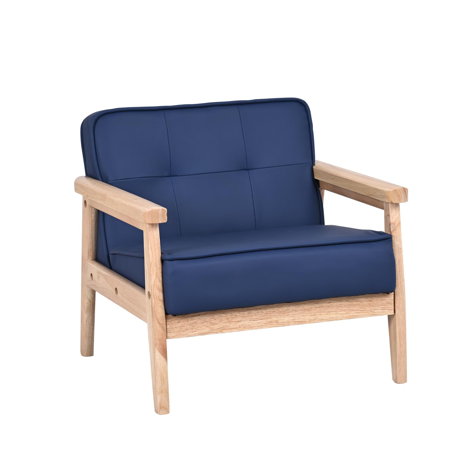 Yoonnie room Toddler Chair, Baby Chair,Kid Armchair with Solid Wood Armrest and PU Leather for Kid Rest (Blue)