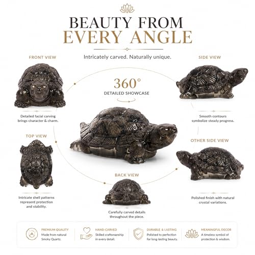 Image of Pyrite Turtle for Good Luck | Natural Pyrite Crystal Vastu Kachhua for Protection, Stability & Positive Energy, Home Decor, Office Desk & Housewarming Gift