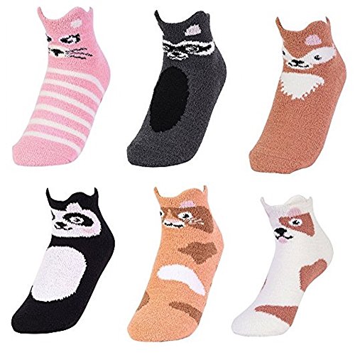 I&S 6 Pairs Women's Cozy Slipper Socks Fuzzy Sock Multi Color Warm Butter Soft
