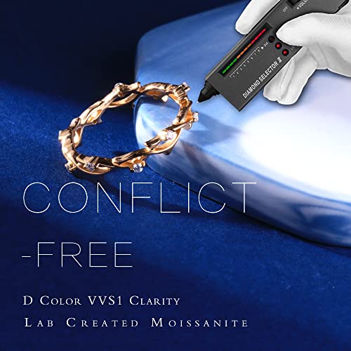 MOOSEA Twig Moissanite Wedding Band for Women, D Color VVS1 Clarity Lab Created Moissanite Rings 14K White Yellow Rose Gold Vermeil Branch Moissanite Anniversary Band Stackable Rings for Women Wife3