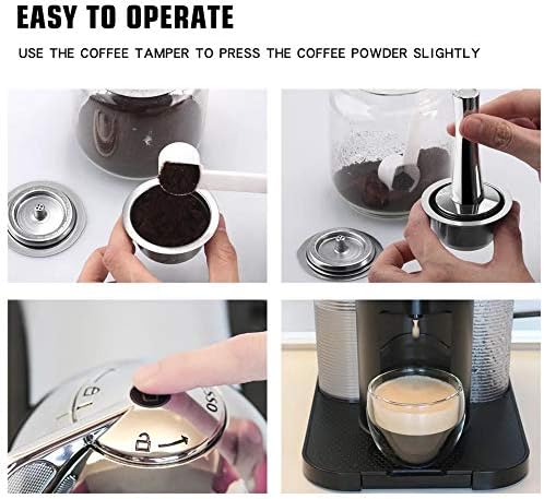 Anklin Stainless Steel refillable Coffee Pod Filter Set，Reusable Coffee Capsule (240ML), Silver