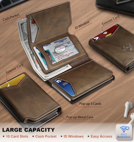 BULLIANT Men Slim Leather Wallet Metal Case Money Clip-Magnetic Closure - image 3