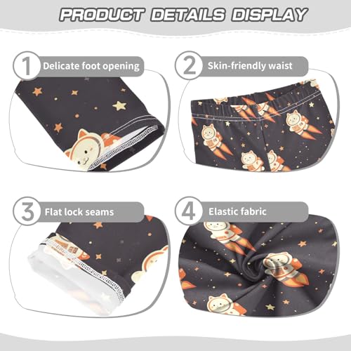 KLL Cute White Cat Astronaut Floating in Space Girls Basic Leggings Comfortable Full Length Lounge Pants Sports3