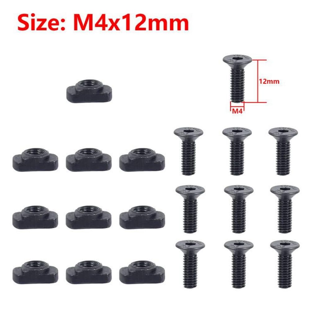 Persistence Juego de 24 Tornillos y Tuercas Mlok de Repuesto, Tornillos para Montaje en Riel M-Lok y Accesorios para Tuercas en T con Llave Hexagonal.