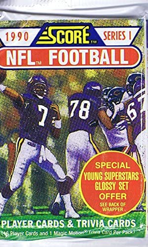 image for 1990 Score Series 1 NFL Football Trading Cards Wax Pack - 16 Cards Per
