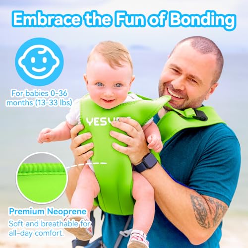 Image of Baby Carrier, Adjustable Baby Sling Support Infant Chest Holder with Drawstring Backpack for Newborn to Toddler 13-33 lbs Swimming Pool Beach Land (Green)
