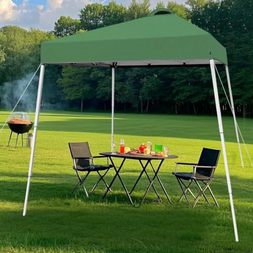 SAILARY 8x8 Pop Up Canopy Tent Instant Canopy for Party Portable Beach Tent Sun Shelter Heavy Duty Steel Frame Slant Leg Outdoor Canopy with Air Vent, Green by SAILARY - Used condition - Image 3