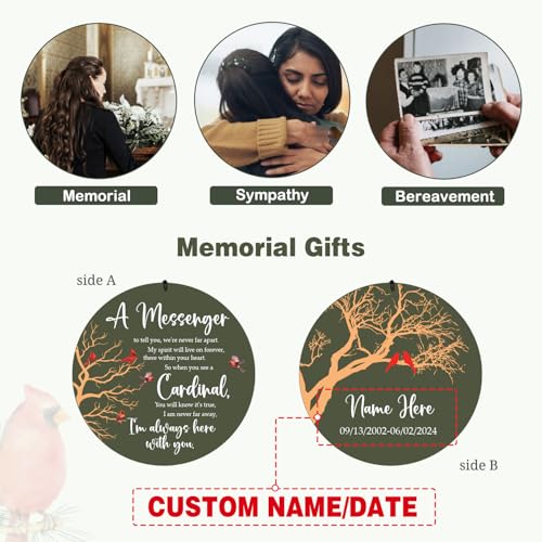 Image of ASTARIN Cardinal Memorial Wind Chimes, 36 inch Personalized Name Sympathy Wind Chime, Windchimes in Memory of Loved One, Bereavement Condolence Gift for Loss Mom Dad Sister Son(Produced in Texas)
