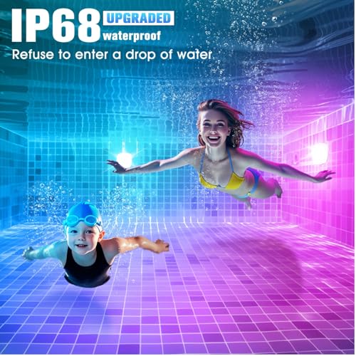 PoolBliss Rechargeable Submersible Pool Lights with Remote, 5000mAh Underwater Led Pool Light for Above Ground Pool Lights Waterproof, 9 Modes Color Changing Magnetic Swimming Inground Pool Lights-2PC - Thumbnail 7
