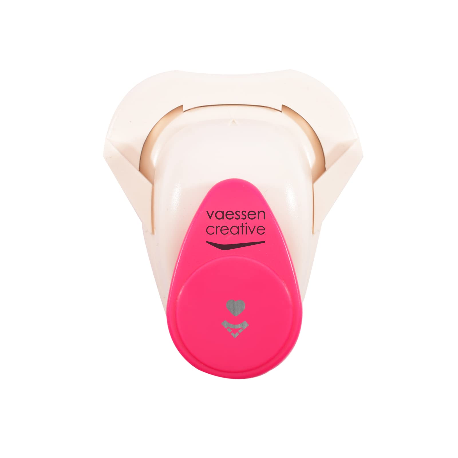 Vaessen Creative Corner Punch - Heart - ø2,5cm - Card Making Supplies - Corner Cutter for Paper, Cards, Invitations and Scrapbook - Crafting Supplies, White/Pink
