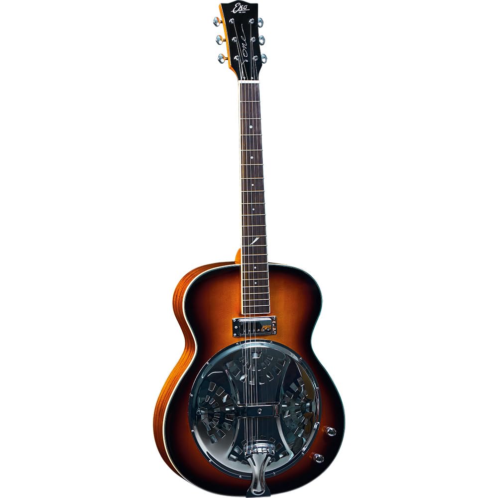 EKO GUITARS - Résonateur, Guitare Résonatrice, Table en Épicéa, Eclisses et Fond en Acajou Sapelli Laminé, Manche en Acajou, Touche 20 frettes en Roupanà Sud-Américain, Couleur Sunburst
