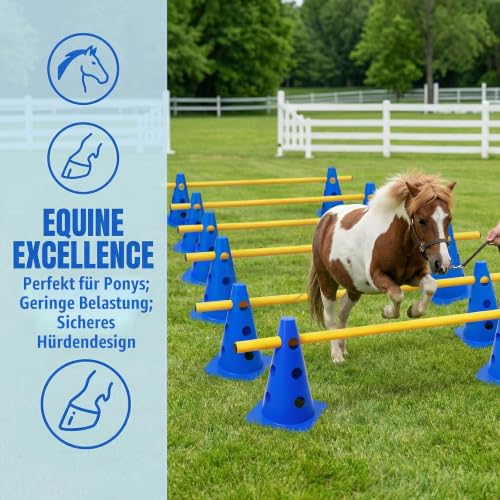 XEIYEI 6er Sports Steckhürdenset Cavaletti Agility Set Hunde Hürden Steckhürdenset 12 Kegel 32cm + 6 Stangen 80cm Agility Koordinationstraining Set für Kinder Hunde Teamsport Fussball