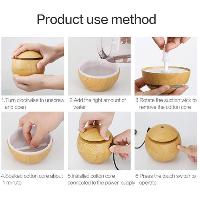 KHIZAR Wooden Cool Mist Humidifiers Essential Oil Diffuser Aroma Air Humidifier with Colorful Change for Car, Office, Babies, humidifiers for Home, air humidifier for Room 2