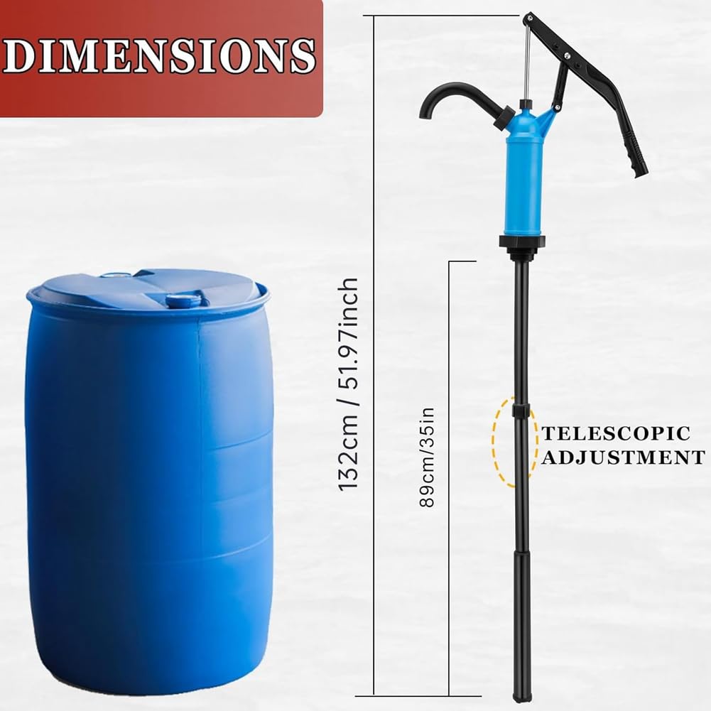 Pompe de Transfert D' pour Fûts de 55 Gallons, Convient Aux Fûts de 5 à 55 Gallons