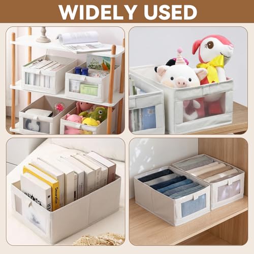 Luckwaii Faltbare Aufbewahrungsbox 3er Set, Ordnungsboxen Aufbewahrung Schrank Wardrobe Organizer Box Faltbox mit Transparentem Sichtfenster für Kleiderschrank Kleidung Spielzeug (41 x 28 x 17 cm)