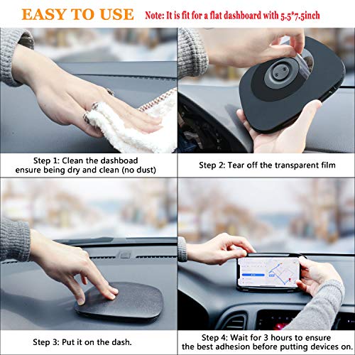 Bosynoy Cell Phone Holder for Car, Durable Silicone Mat Car Phone Mount, Dashboard Cell Phone Holder Compatible with iPhone 11 Pro Max/11/XR/XS Mas/XS/8/7 Samsung Galaxy S10+, GPS Devices - Thumbnail 3
