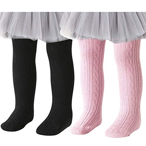 Image of Baby Toddler Girls Tights Seamless Cable Knit Cotton Leggings Pants Stockings for Infant Baby Girl