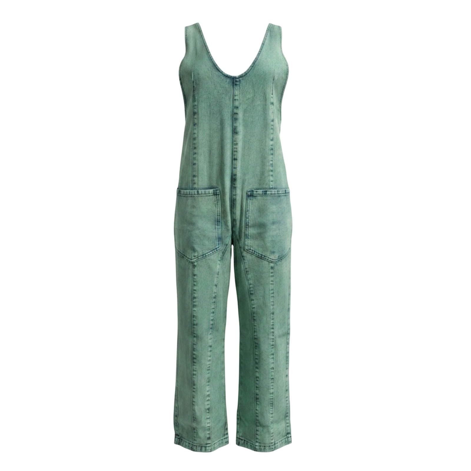 Genérico Conjunto Mujer Elegante,Mono Vaquero Informal De Estilo OtoñO-Invierno para El Trabajo Tirantes Ajustables Y Bolsillos