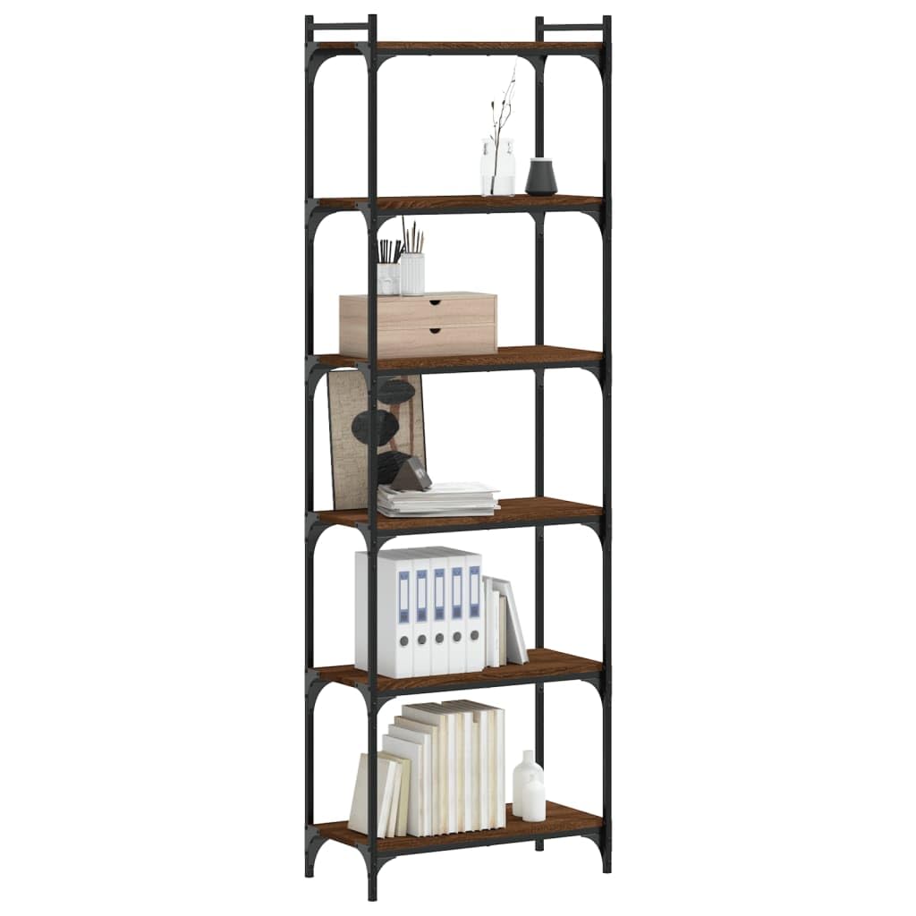 Generisch Bücherregal 6 Böden Braun Eiche-Optik 60x30x188cm Holzwerkstoff,Möbel,Regalsysteme,Bücherregale Bücherschränke-837666