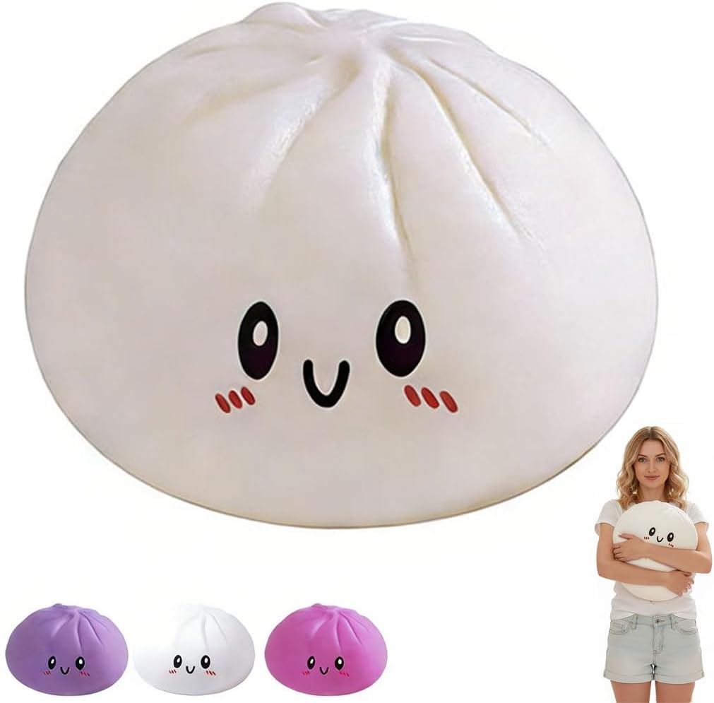 Giant Squishy Dumpling Jumbo Soft Decompression Dough Large Stress Relief Fidget for Adults Anxiety Sensory Squeeze Ball Novelty Bun Gift White 25 cm