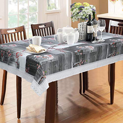 Dakshya Industries PVC Printed 6 Seater Dining Table Cover (Grey, 90 X 60 Inches)
