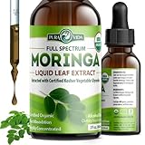PURA VIDA MORINGA Leaf Extract Liquid Drops - USDA Organic Certified - Highly Purified, Bioavailable & Faster Absorption than Moringa Powder or Capsules - Single Origin Moringa Oleifera Leaves Extract