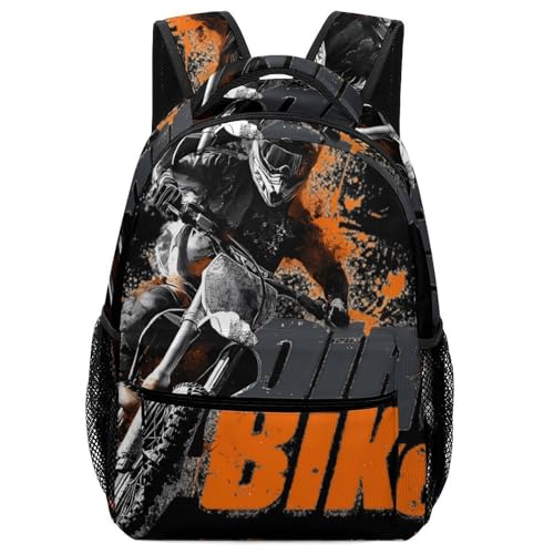 Dirt Bike Mountain Motorcycle Unisex Backpack Casual Daypacks Lightweight Shoulders Bag for Camping Hiking Travel