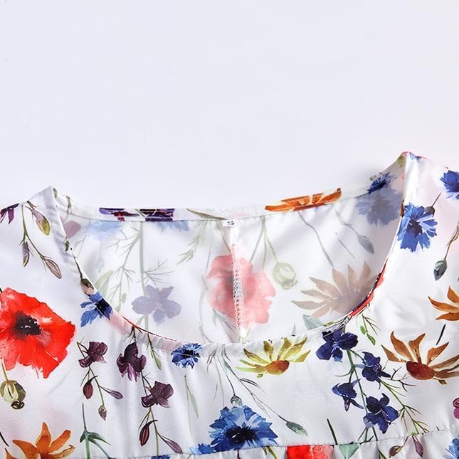 Size XL Summer Dresses for Women 2026 Casual Short Sleeve Knee Length T-Shirt Dress Swing Flowy Loose Fit A Line Boho Midi Dress with Pockets Polka Dots Blue - Image 4