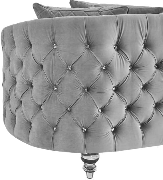 3Pc Couch Set Grey Chesterfield Modern Luxury Love Seat Sofa Chair Living Room Furniture