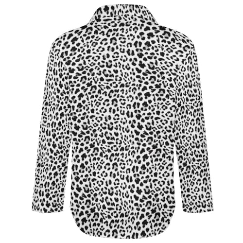 Long Sleeve Button Down Shirts for Women, Black Leopard Print A Fashion V-Neck Womens Blouse Casual Tops3